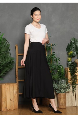 Lyne Halim Marbella Black Flare Skirt – Rok Payung Wanita Elegant Flowy, SKT-8473